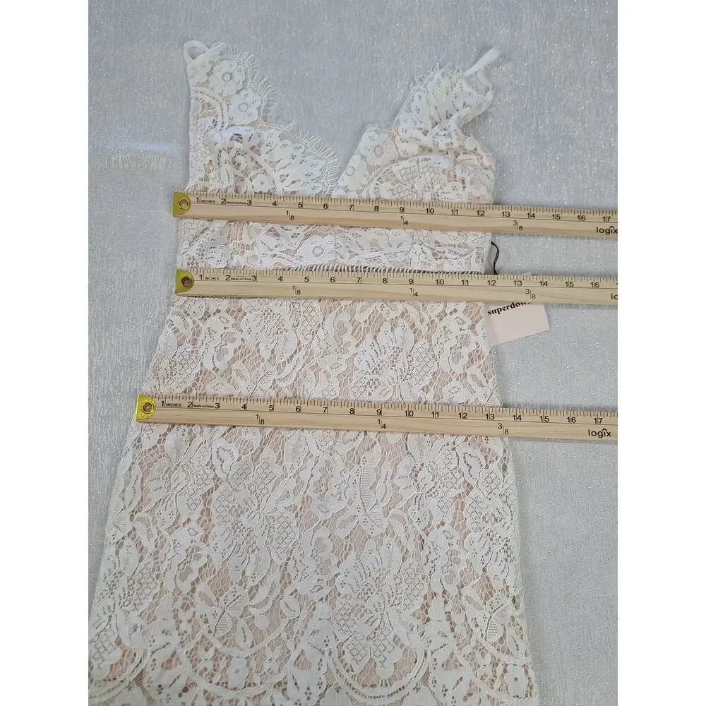 Superdown Remi Lace mini women's dress off white lace crochet Sz XS Cottagecore - Picture 7 of 10